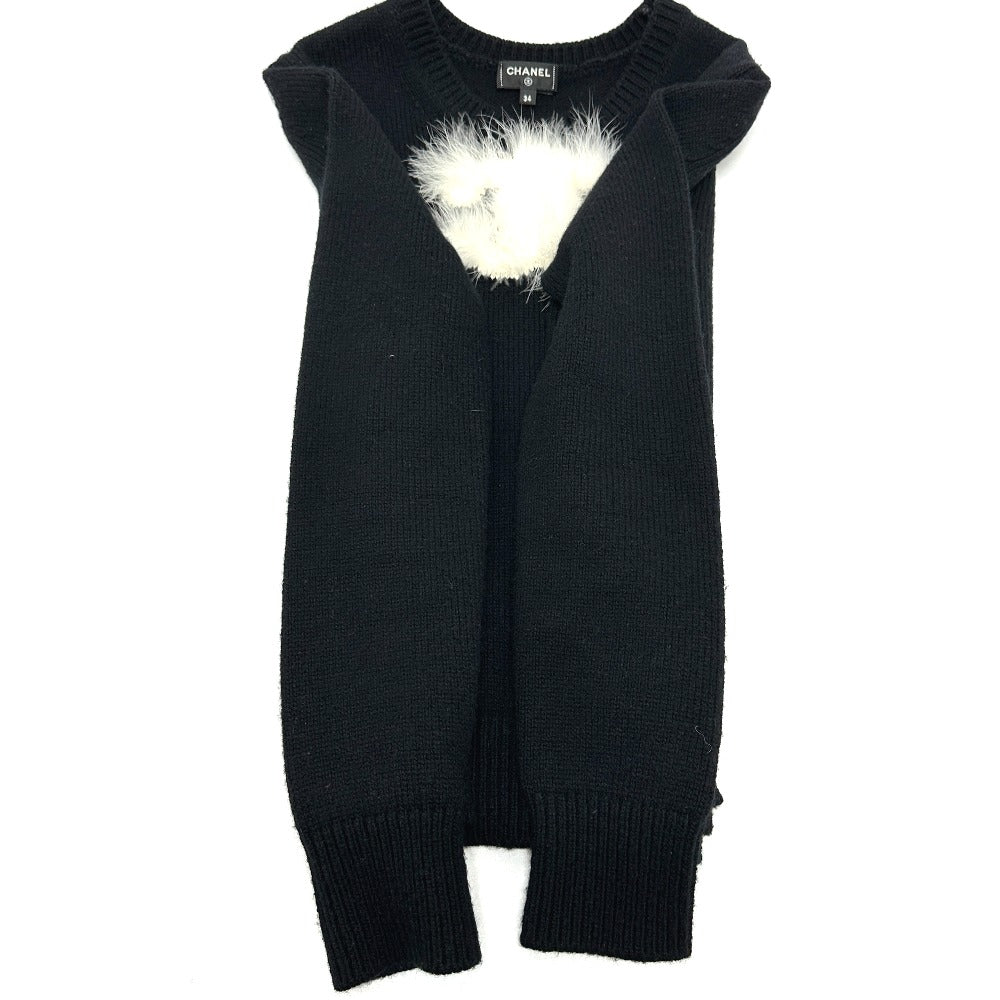 CHANEL P76044 24AW Coco Mark Fur Apparel Sweater Cashmere Women's Black