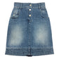 CHANEL P55976 Coco Mark Button Apparel Bottoms Knee-Length Denim Skirt Cotton Women's Blue