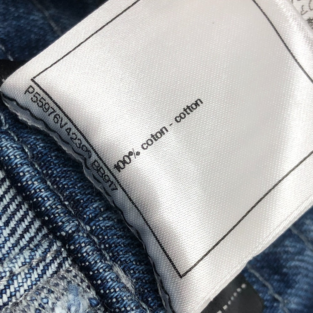 CHANEL P55976 Coco Mark Button Apparel Bottoms Knee-Length Denim Skirt Cotton Women's Blue