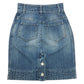 CHANEL P55976 Coco Mark Button Apparel Bottoms Knee-Length Denim Skirt Cotton Women's Blue