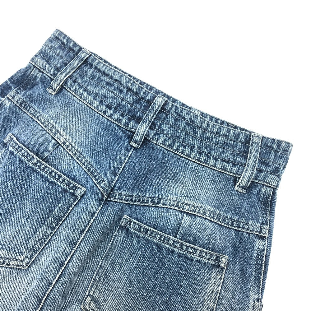 CHANEL P55976 Coco Mark Button Apparel Bottoms Knee-Length Denim Skirt Cotton Women's Blue