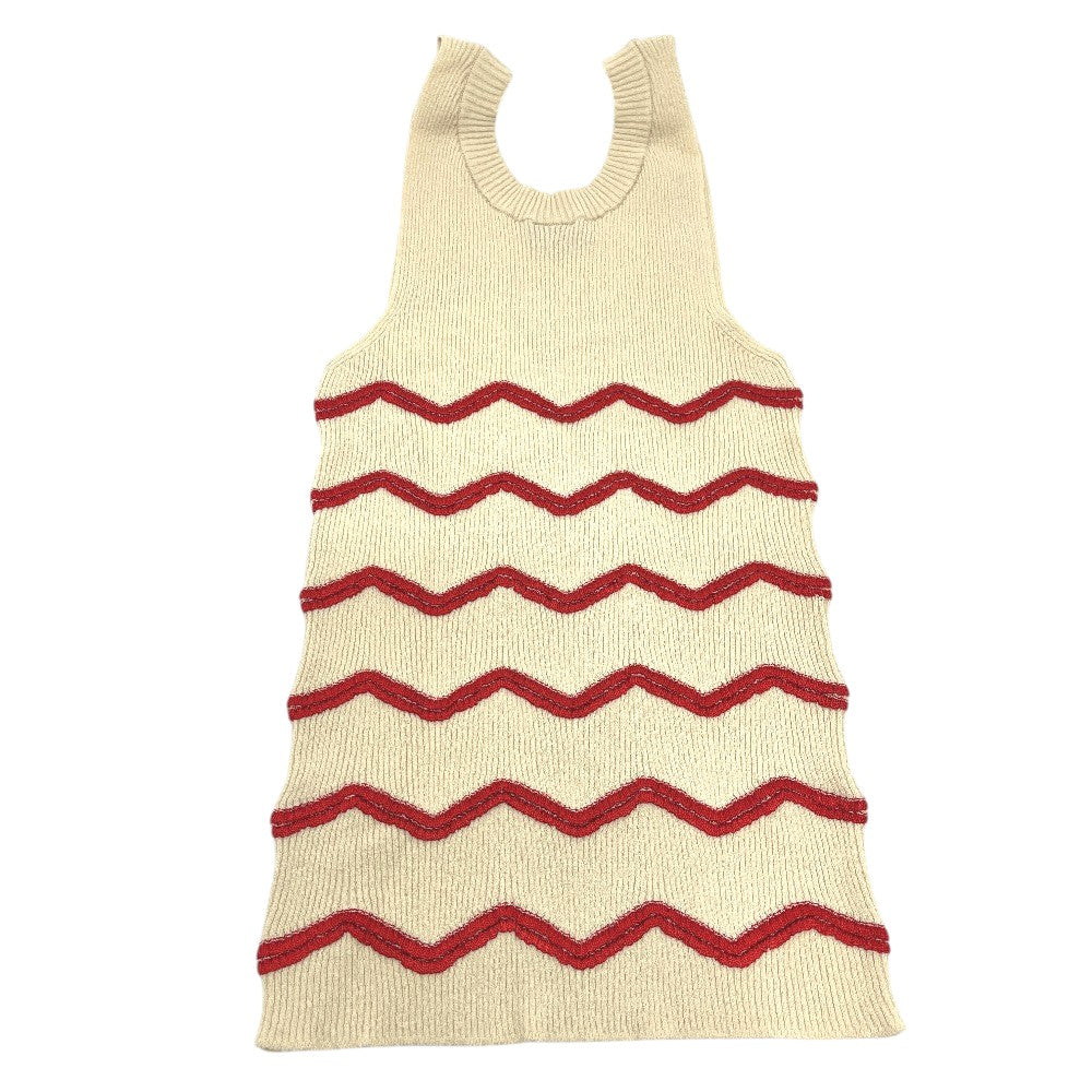 CHANEL P81557 Coco Beach Spring/Summer 2026 CC Mark Zigzag Border Apparel Sleeveless Tank top silk White/Red Used
