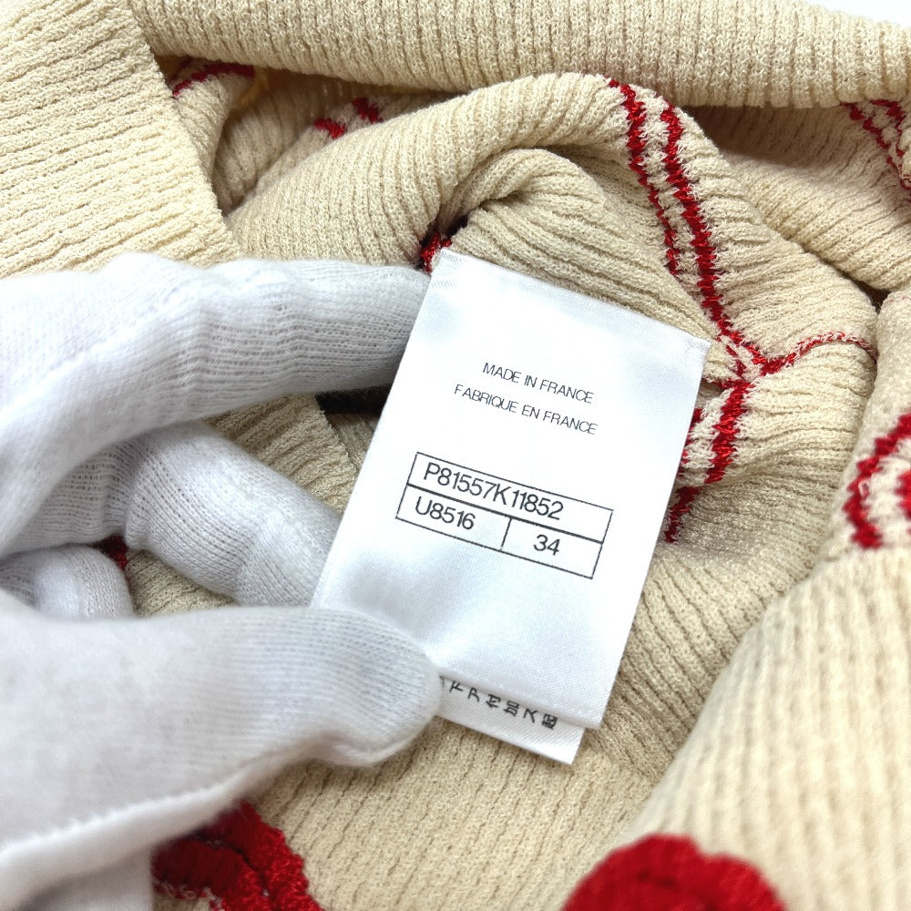 CHANEL P81557 Coco Beach Spring/Summer 2026 CC Mark Zigzag Border Apparel Sleeveless Tank top silk White/Red Used
