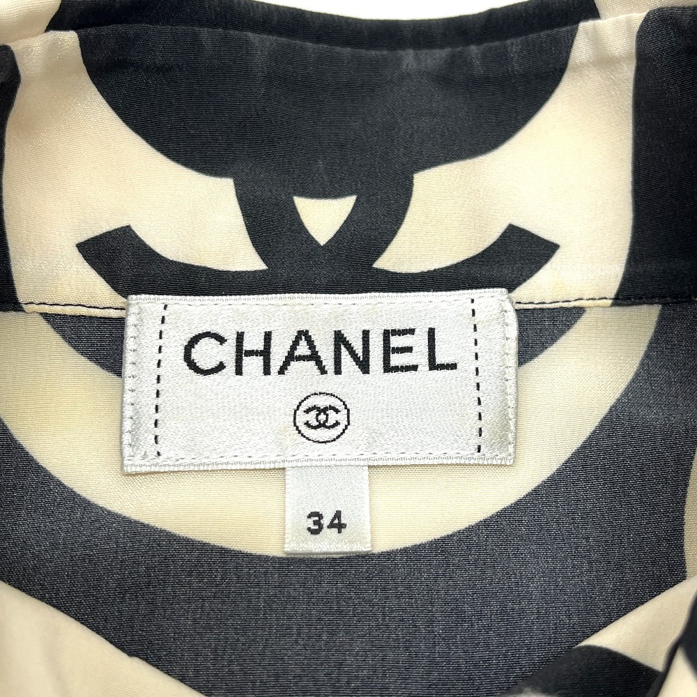 CHANEL P70211 21P CC Mark Wave apparel short sleeves Short sleeve T-shirt silk Black/White Used