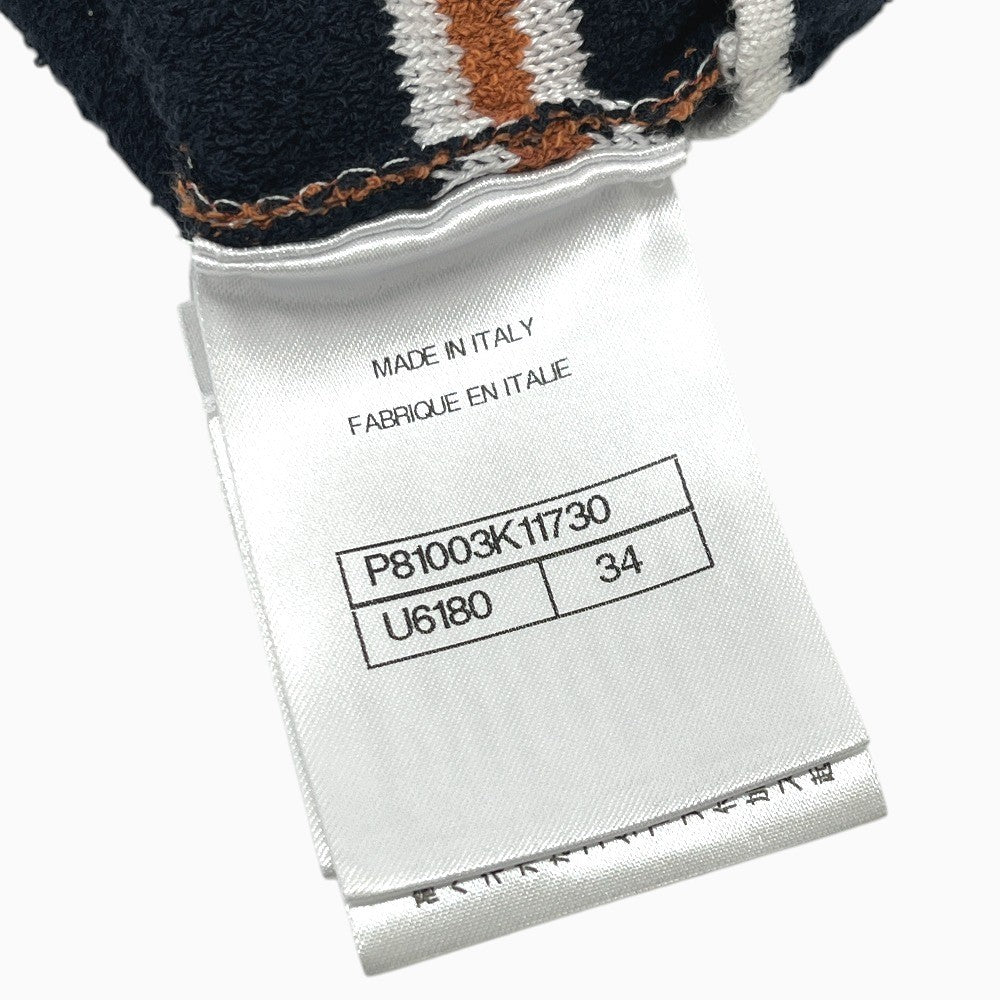 CHANEL P81003 26C Border Lion Button Apparel, 3/4 sleeve knit top, Bijoux buttons Polo shirt cotton Black/Brown Used