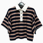 CHANEL P81003 26C Border Lion Button Apparel, 3/4 sleeve knit top, Bijoux buttons Polo shirt cotton Black/Brown Used