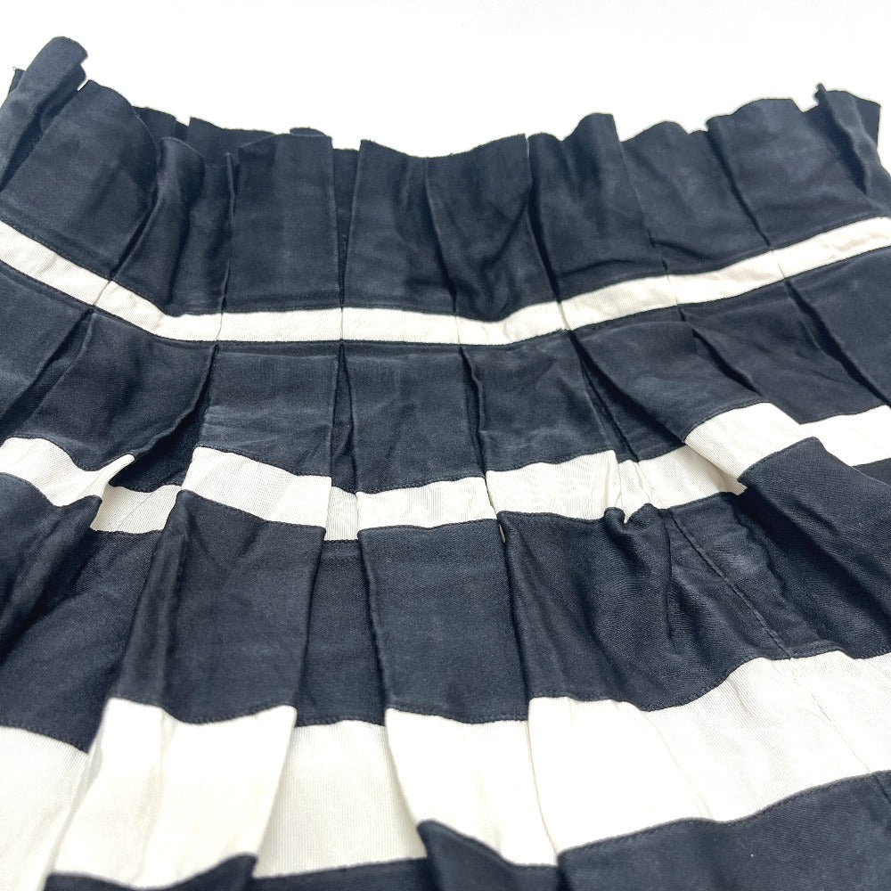 CHANEL Pleated Border Apparel Stripes skirt silk Black/White Used