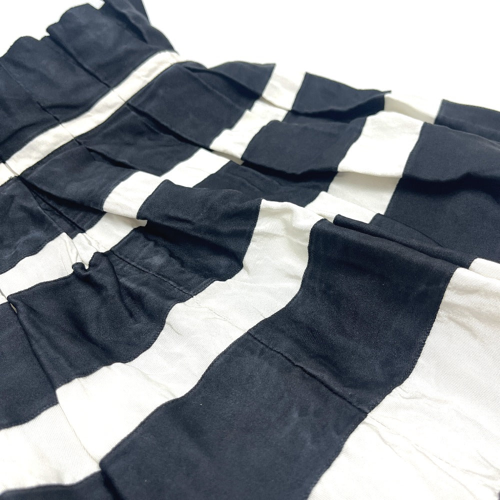 CHANEL Pleated Border Apparel Stripes skirt silk Black/White Used