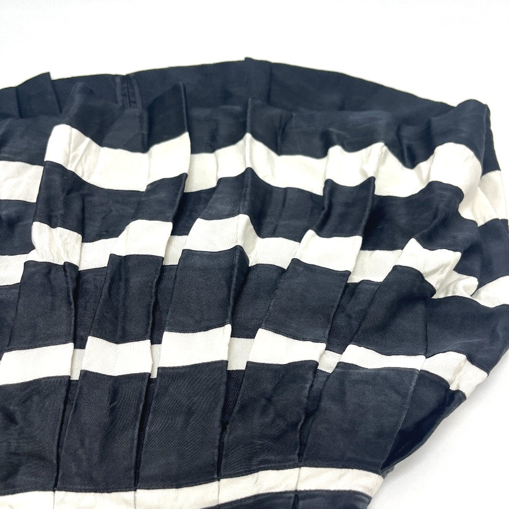 CHANEL Pleated Border Apparel Stripes skirt silk Black/White Used