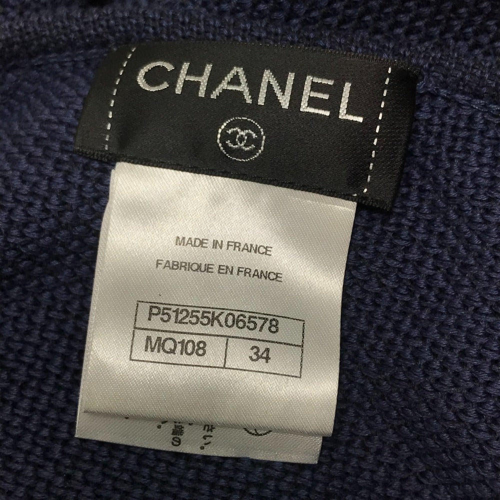 CHANEL CC Coco Mark Apparel Sleeveless Mini Dress with Ribbon, 15 Pieces, Cotton, Women's, Navy