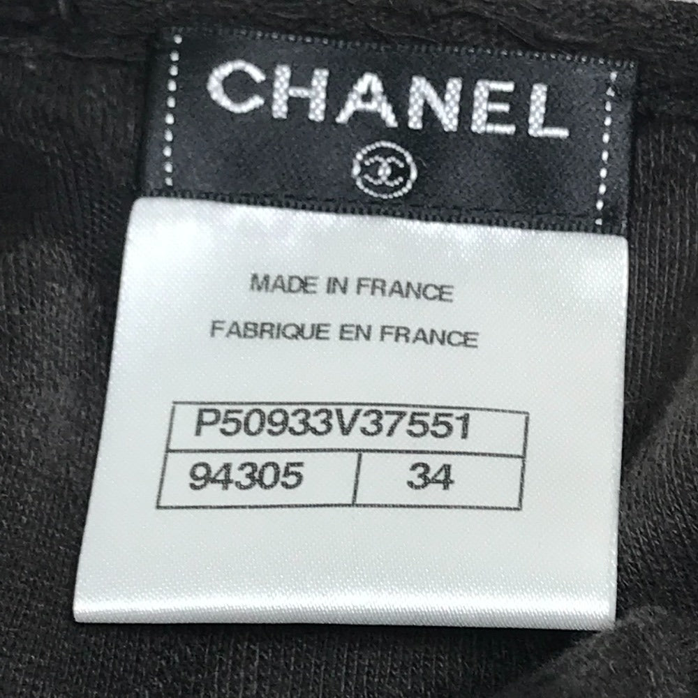 CHANEL Camellia Motif Sleeveless Top Dress, 15C Cotton Camisole, Black, Women's