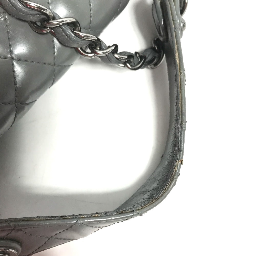 CHANEL Logo Quilted 2-Way Chain Shoulder Bag in Grey Leather