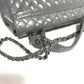 CHANEL Logo Quilted 2-Way Chain Shoulder Bag in Grey Leather