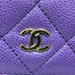 CHANEL A33814 長財布 CCココマーク マトラッセ チェーンウォレット 斜め掛け カバン ショルダーバッグ キャビアスキン レディース パープル