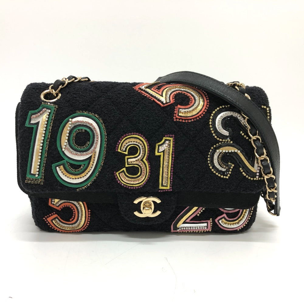CHANEL AS2785 Matelasse No Icon Matelasse25 Matelasse 25 Double Chain Bag Crossbody Bag Shoulder Bag Canvas Black/GoldHardware Used