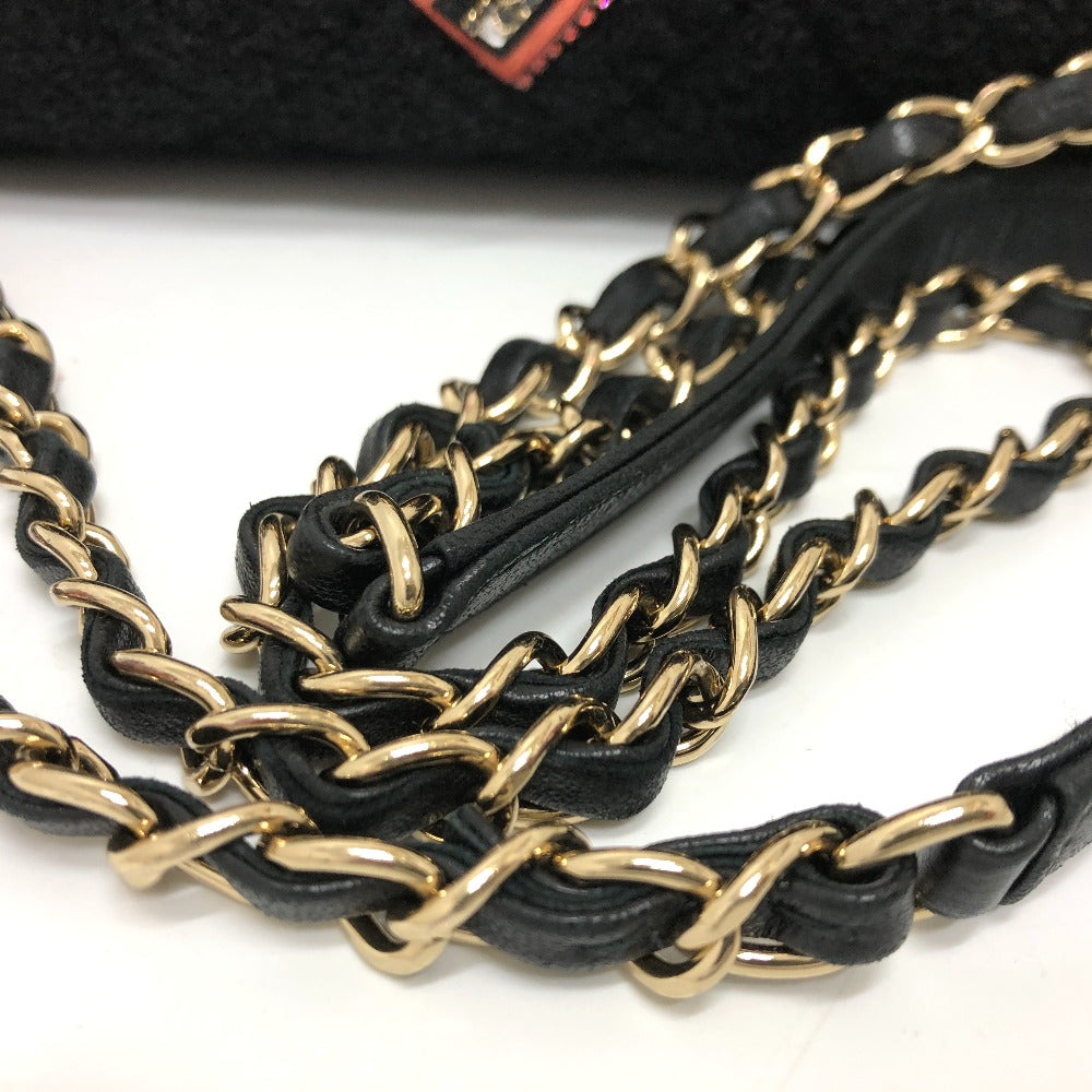 CHANEL AS2785 Matelasse No Icon Matelasse25 Matelasse 25 Double Chain Bag Crossbody Bag Shoulder Bag Canvas Black/GoldHardware Used