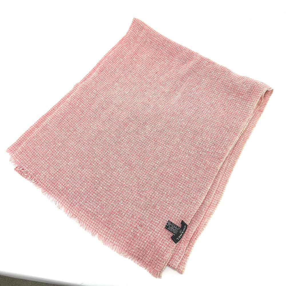 CHANEL Coco Mark Scarf, Tweed, Thin, Wool, Fashion Accessory, Women's, Pink