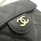 CHANEL AP0238 CC Mark Matelasse CC Pochette Wallet Shoulder Bag Crossbody coin purse Caviar Leather Black/GoldHardware Used
