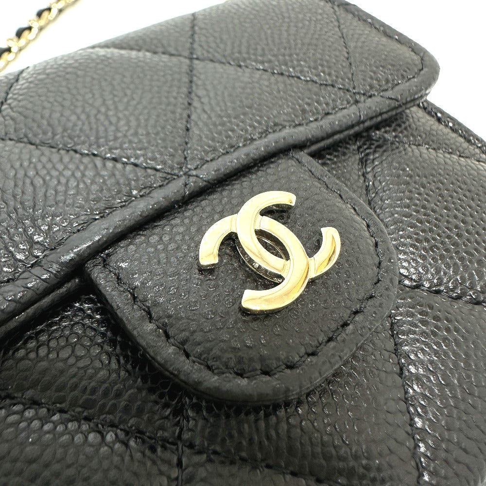 CHANEL AP0238 CC Mark Matelasse CC Pochette Wallet Shoulder Bag Crossbody coin purse Caviar Leather Black/GoldHardware Used