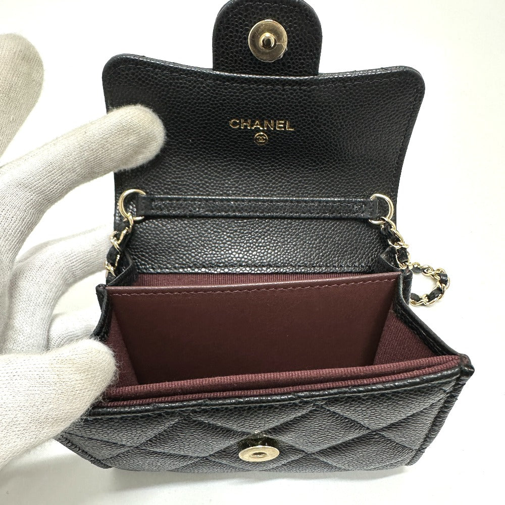 CHANEL AP0238 CC Mark Matelasse CC Pochette Wallet Shoulder Bag Crossbody coin purse Caviar Leather Black/GoldHardware Used