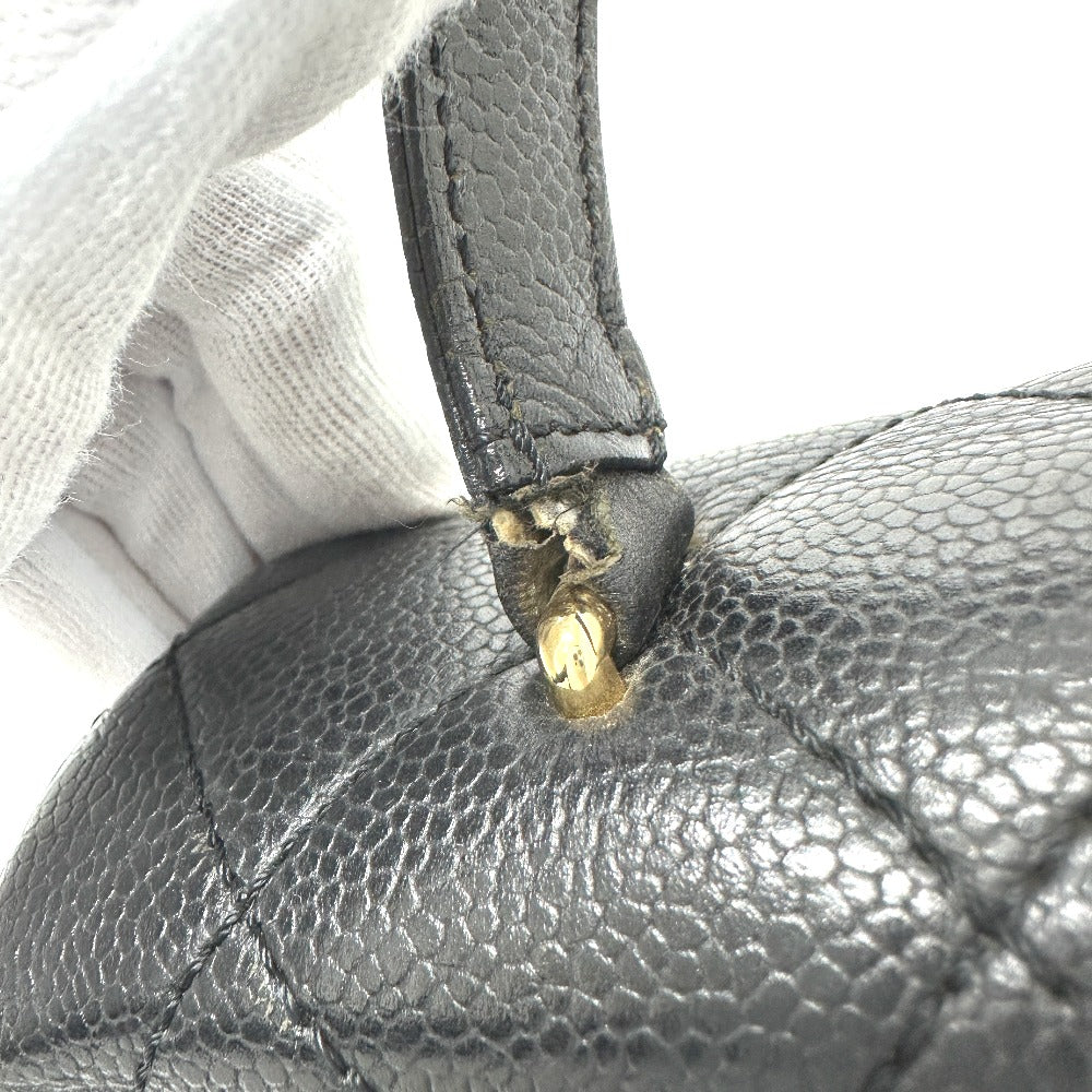 CHANEL A12397 Coco Mark Matelasse Tote Bag Top Handle Handbag Caviar Leather Women's Black