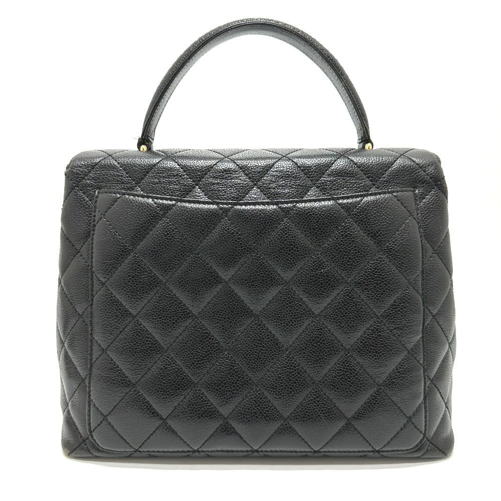 CHANEL A12397 Coco Mark Matelasse Tote Bag Top Handle Handbag Caviar Leather Women's Black