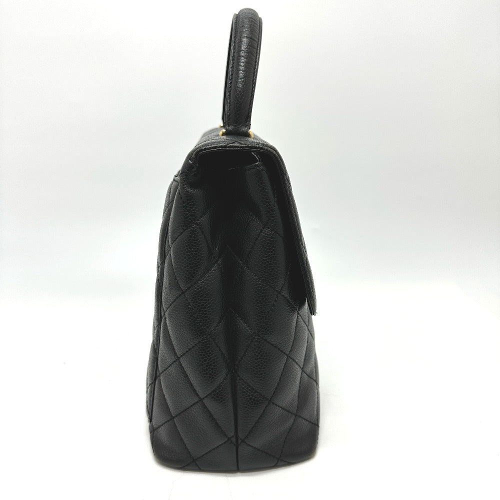 CHANEL A12397 Coco Mark Matelasse Tote Bag Top Handle Handbag Caviar Leather Women's Black