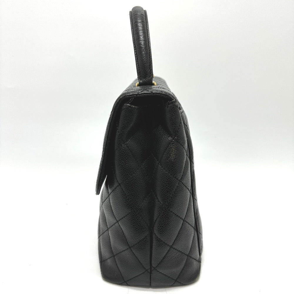 CHANEL A12397 Coco Mark Matelasse Tote Bag Top Handle Handbag Caviar Leather Women's Black