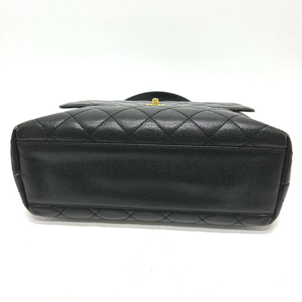 CHANEL A12397 Coco Mark Matelasse Tote Bag Top Handle Handbag Caviar Leather Women's Black