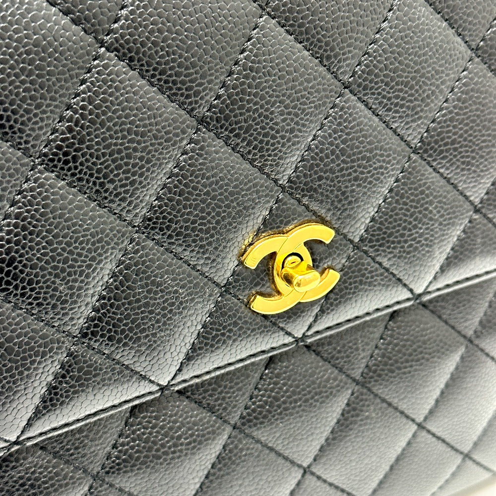 CHANEL A12397 Coco Mark Matelasse Tote Bag Top Handle Handbag Caviar Leather Women's Black