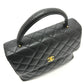 CHANEL A12397 Coco Mark Matelasse Tote Bag Top Handle Handbag Caviar Leather Women's Black