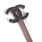 CHANEL CC Coco Mark Stone Kanzashi Hair Pick Hairpin Plastic Hair Accessory for Women Purple