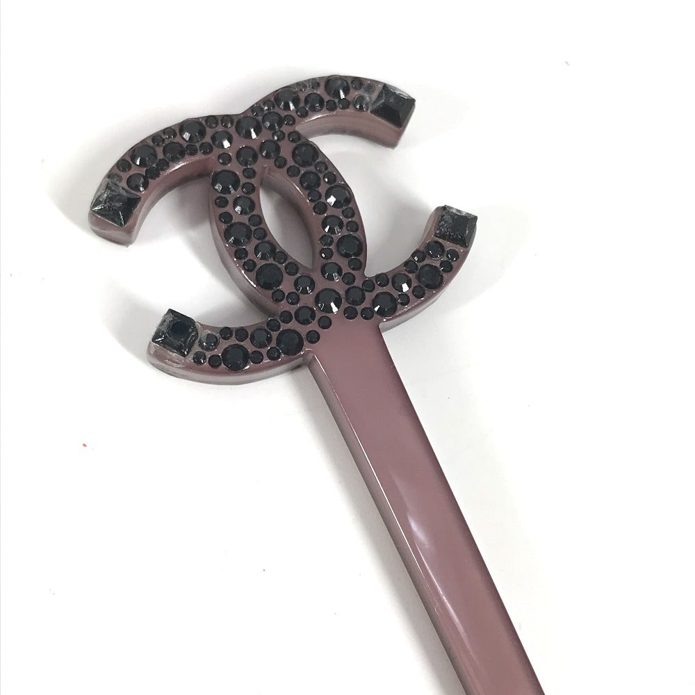 CHANEL CC Coco Mark Stone Kanzashi Hair Pick Hairpin Plastic Hair Accessory for Women Purple