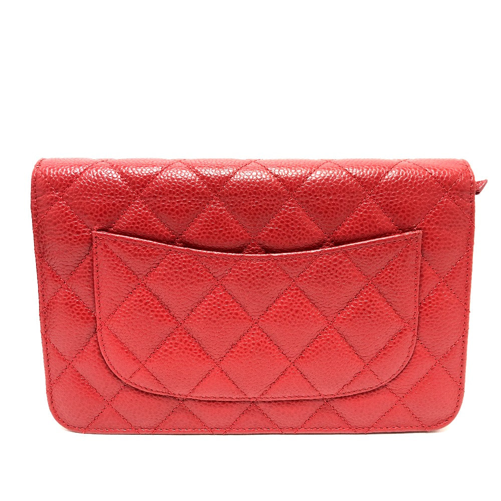 CHANEL AP0250 長財布 CC ココマーク クラシック チェーンウォレット 斜め掛け カバン バッグ ショルダーバッグ キャビアスキン レディース レッド