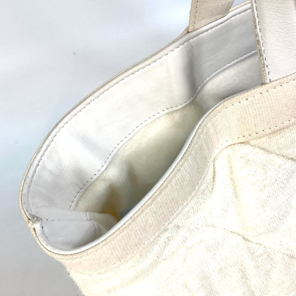 CHANEL Beach Bag, Pile, CC, Coco Mark, Shoulder Bag, Tote Bag, Cotton, Women's, White