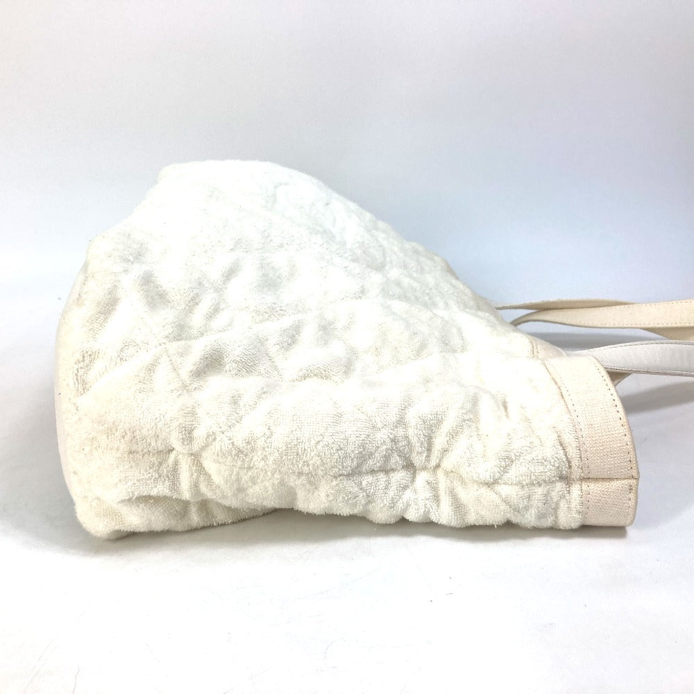 CHANEL Beach Bag, Pile, CC, Coco Mark, Shoulder Bag, Tote Bag, Cotton, Women's, White