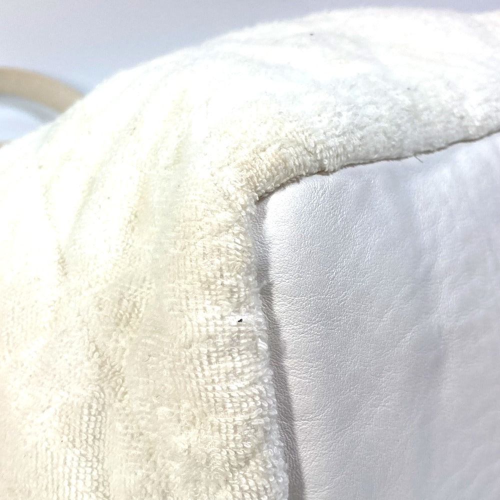CHANEL Beach Bag, Pile, CC, Coco Mark, Shoulder Bag, Tote Bag, Cotton, Women's, White
