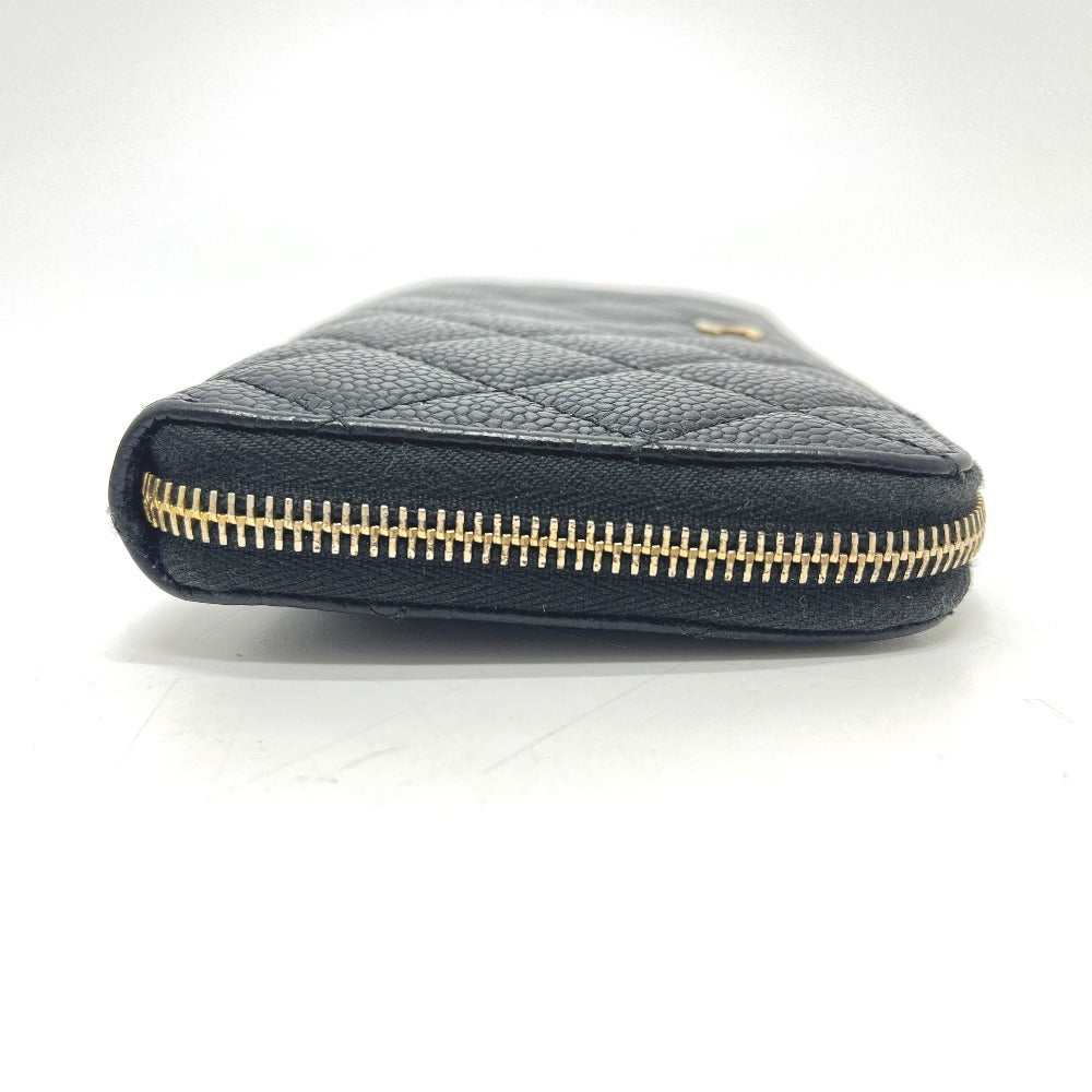 CHANEL A50097 マトラッセ ココマーク ラウンド 財布 ウォレット 長財布 キャビアスキン レディース ブラック
