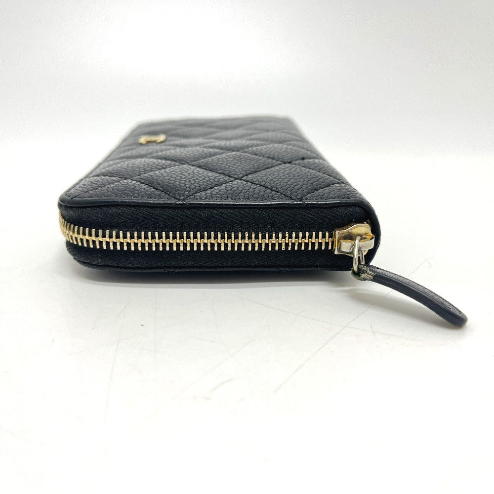 CHANEL A50097 マトラッセ ココマーク ラウンド 財布 ウォレット 長財布 キャビアスキン レディース ブラック