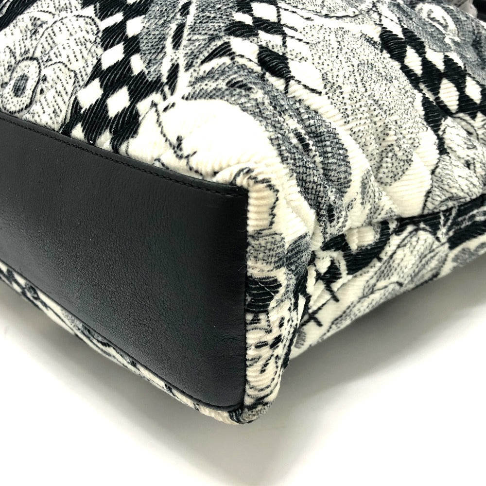 CHANEL カメリア カバン シェブロン コーデュロイ 肩掛け リボン ハンドバッグ トートバッグ キャンバス レディース ホワイト