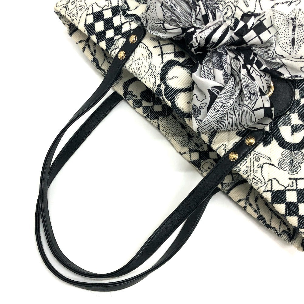 CHANEL カメリア カバン シェブロン コーデュロイ 肩掛け リボン ハンドバッグ トートバッグ キャンバス レディース ホワイト