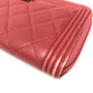 CHANEL A68733 Boy Chanel Round Zip Long Wallet, Lambskin, Women's, Rose