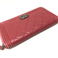 CHANEL A68733 Boy Chanel Round Zip Long Wallet, Lambskin, Women's, Rose