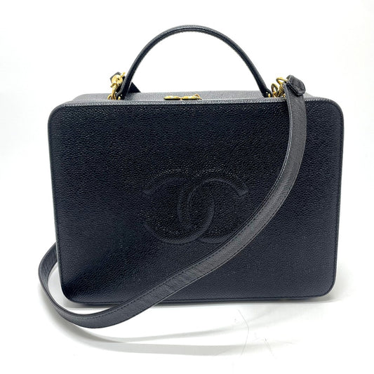 CHANEL ココマーク バニティバッグ デカココ 2WAYバッグ ショルダーバッグ カバン ハンドバッグ キャビアスキン レディース ブラック