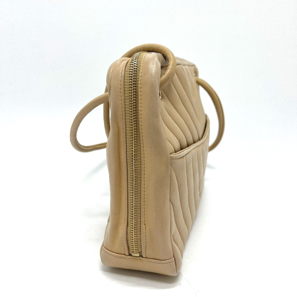 CHANEL CC Mark charm V-Stitch Chevron Bag, 2-way bag Hand Bag Lambskin Leather Beige Used