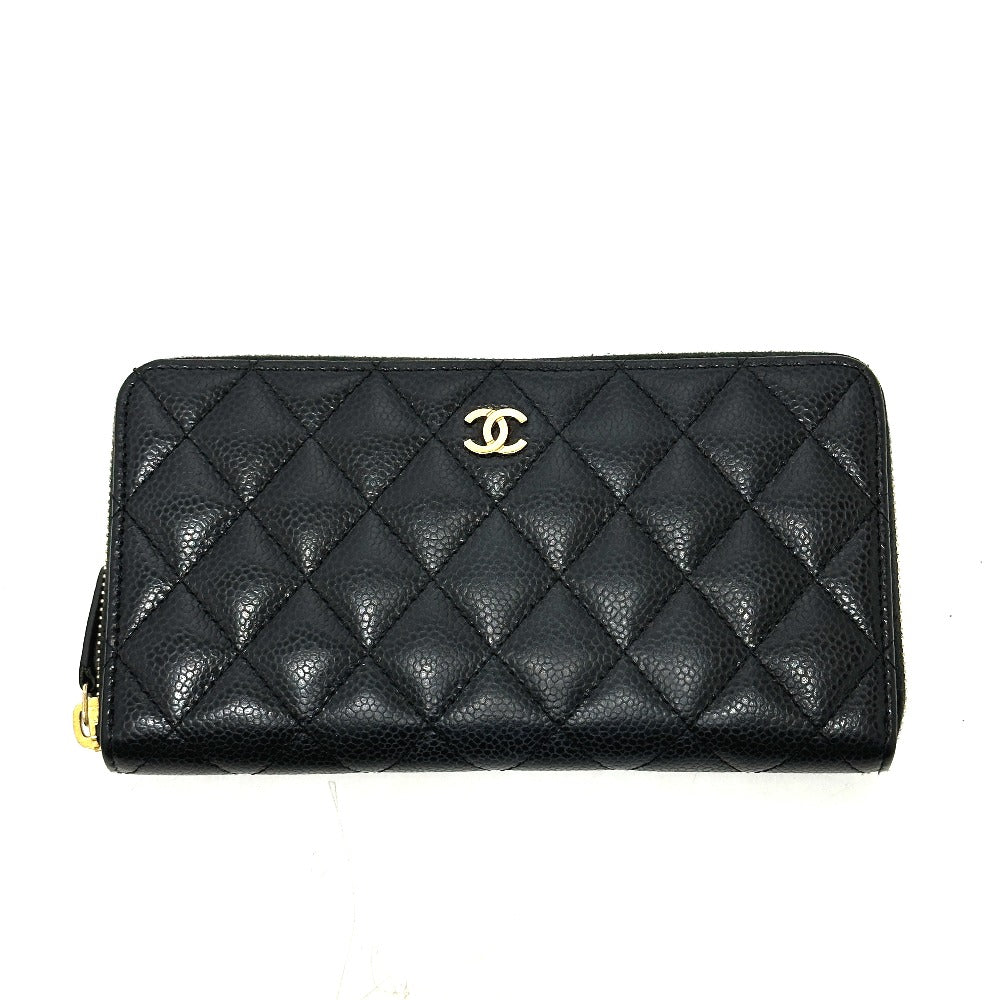 CHANEL A50097 ココマーク マトラッセ ウォレット 長財布 キャビアスキン レディース ブラック