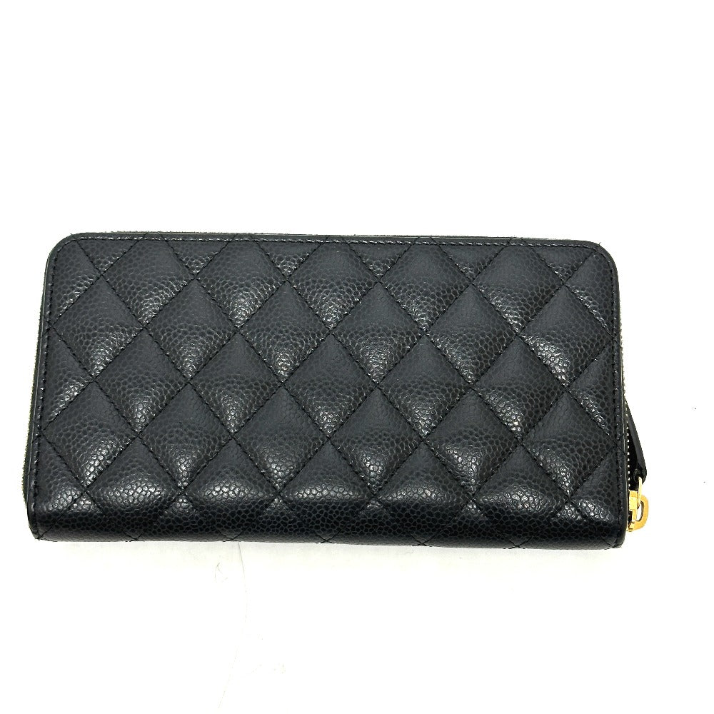 CHANEL A50097 ココマーク マトラッセ ウォレット 長財布 キャビアスキン レディース ブラック