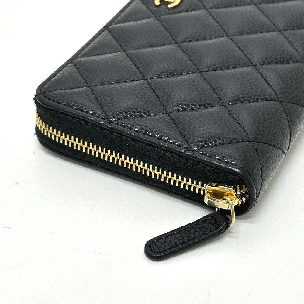 CHANEL A50097 ココマーク マトラッセ ウォレット 長財布 キャビアスキン レディース ブラック