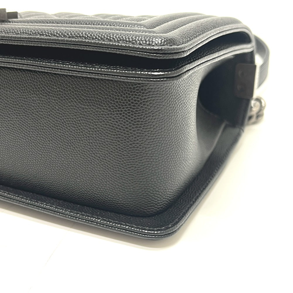 CHANEL A67086 ボーイシャネル 25 カバン チェーン シルバー金具 ショルダーバッグ キャビアスキン レディース ブラック