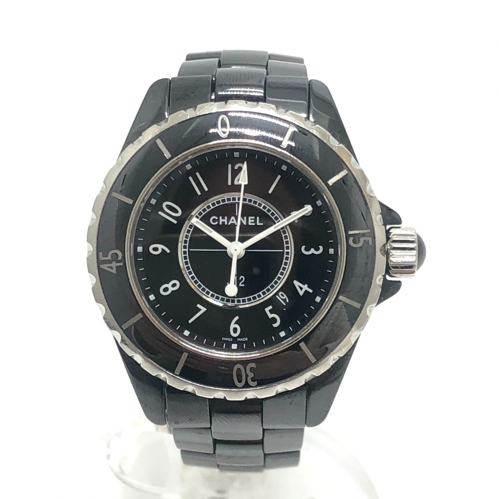 CHANEL H0682 J12 Quartz Watch Date Round Face 33MM Ceramic Ladies Black Wristwatch